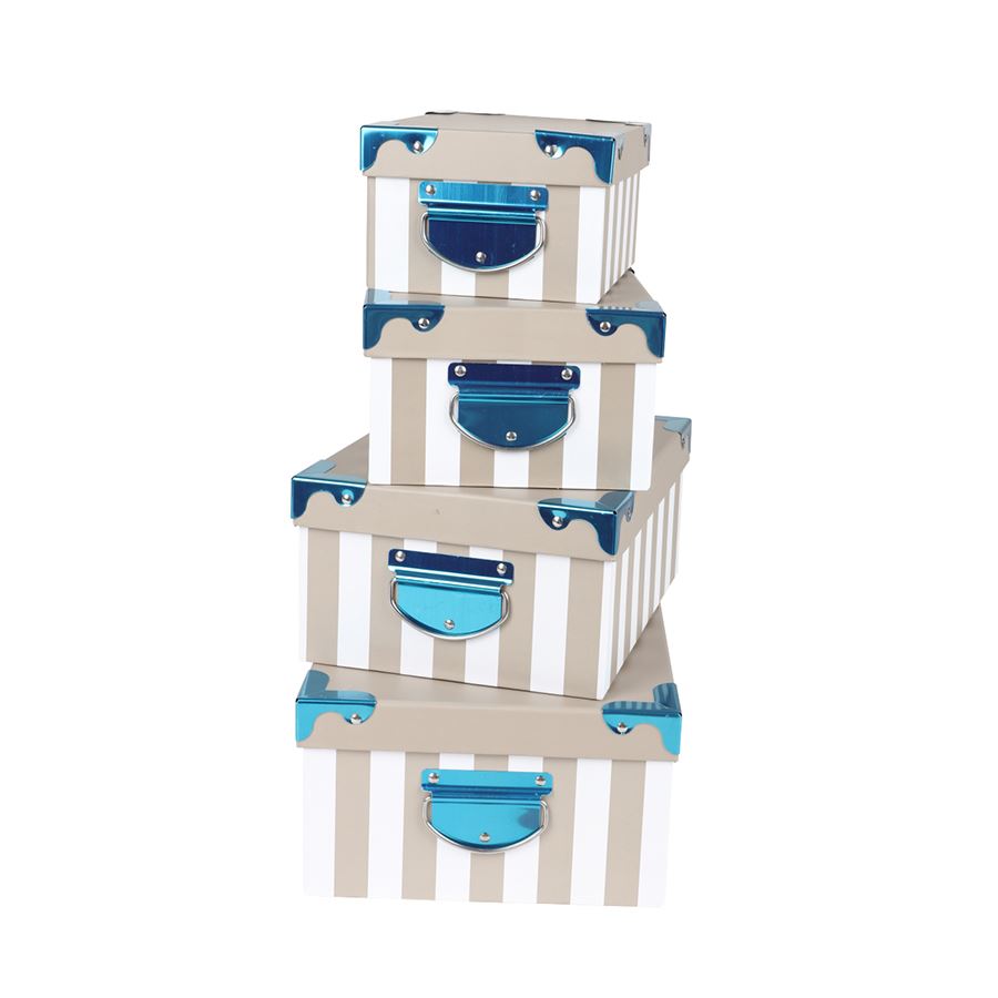 Dekoboxen Streifen mit Metallhenkel 4er-Set