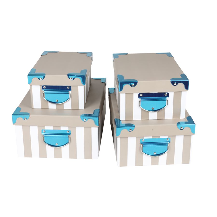 Dekoboxen Streifen mit Metallhenkel 4er-Set