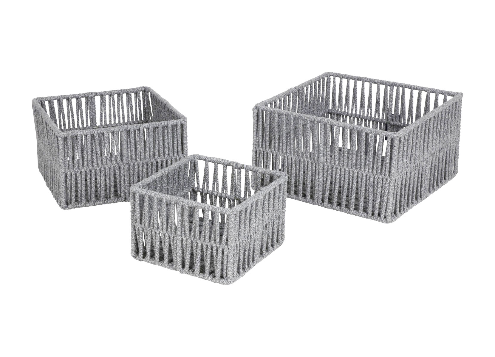 Aufbewahrungskörbe Baumwollseil 3-teilig Grau