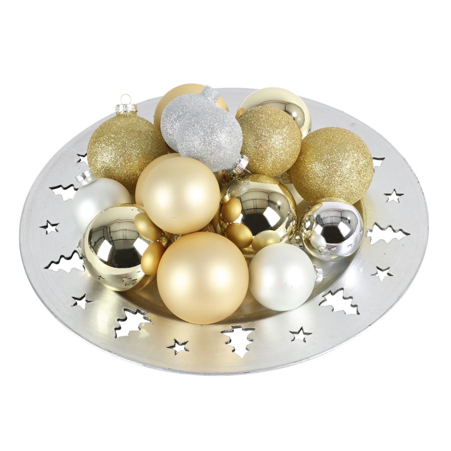 Weihnachtsbaumkugeln aus Glas 42er-Set Gold/Silber | Weihnachtskugeln