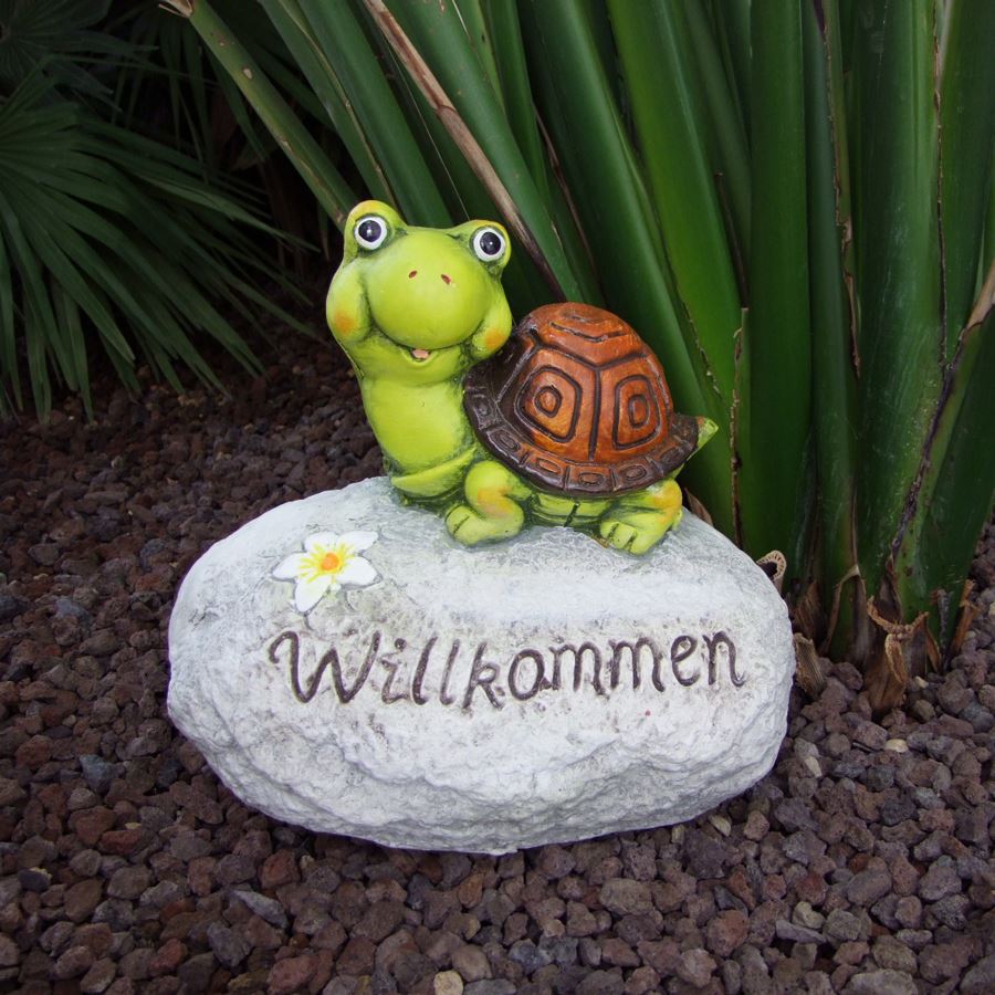 Deko-Stein Willkommen Schildkröte