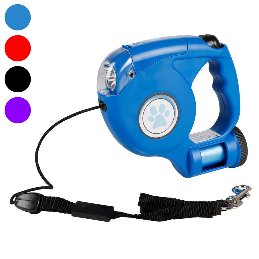 Hundeleine mit LED-Licht und Kotbeutelspender ca. 4,6m