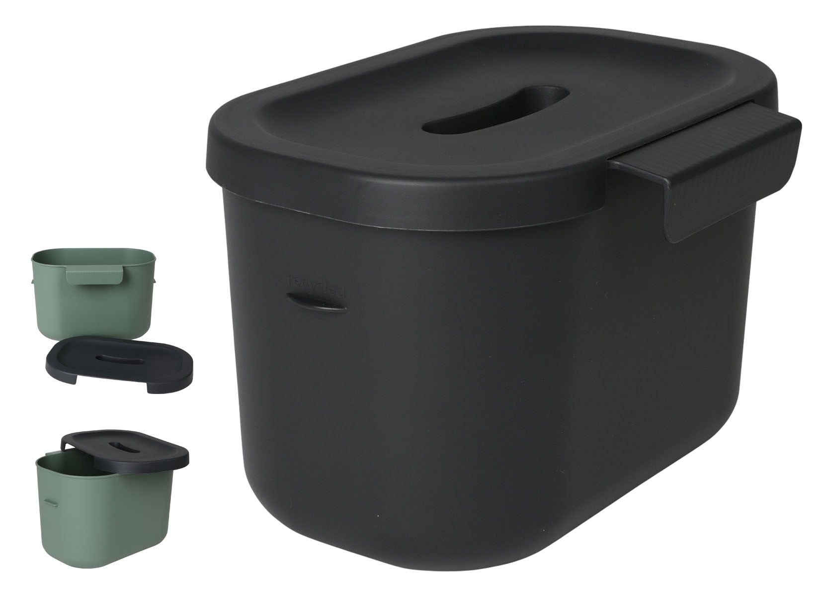 Bioabfall-Behälter mit Deckel 3,2L Schwarz