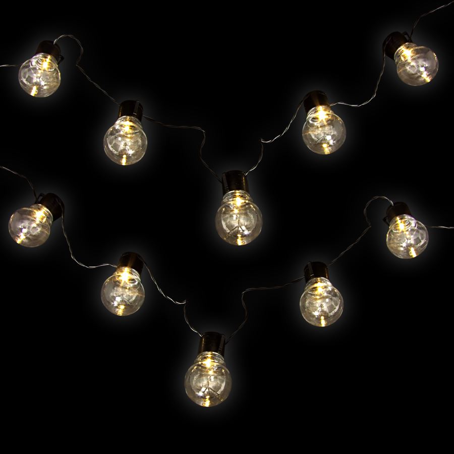 LED-Solar-Glühlampenlichterkette 1,85m Warmweiß