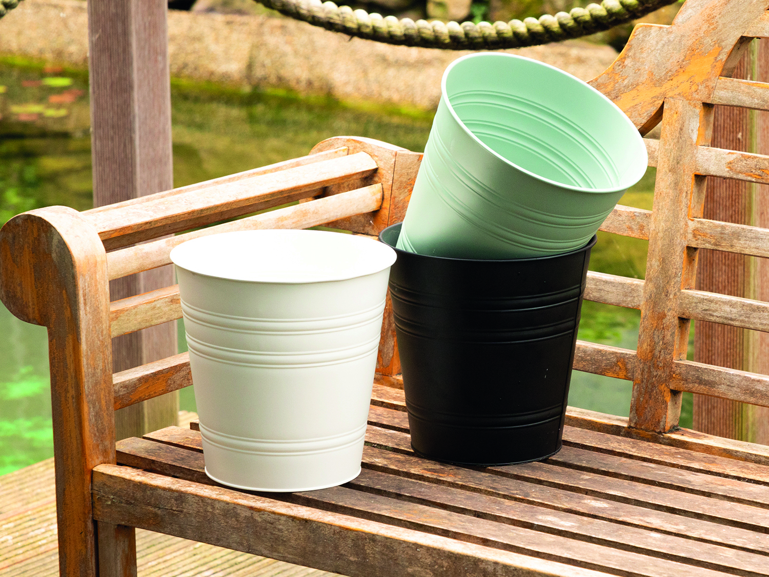 Zinkübertopf 24x24cm Grau/Grün