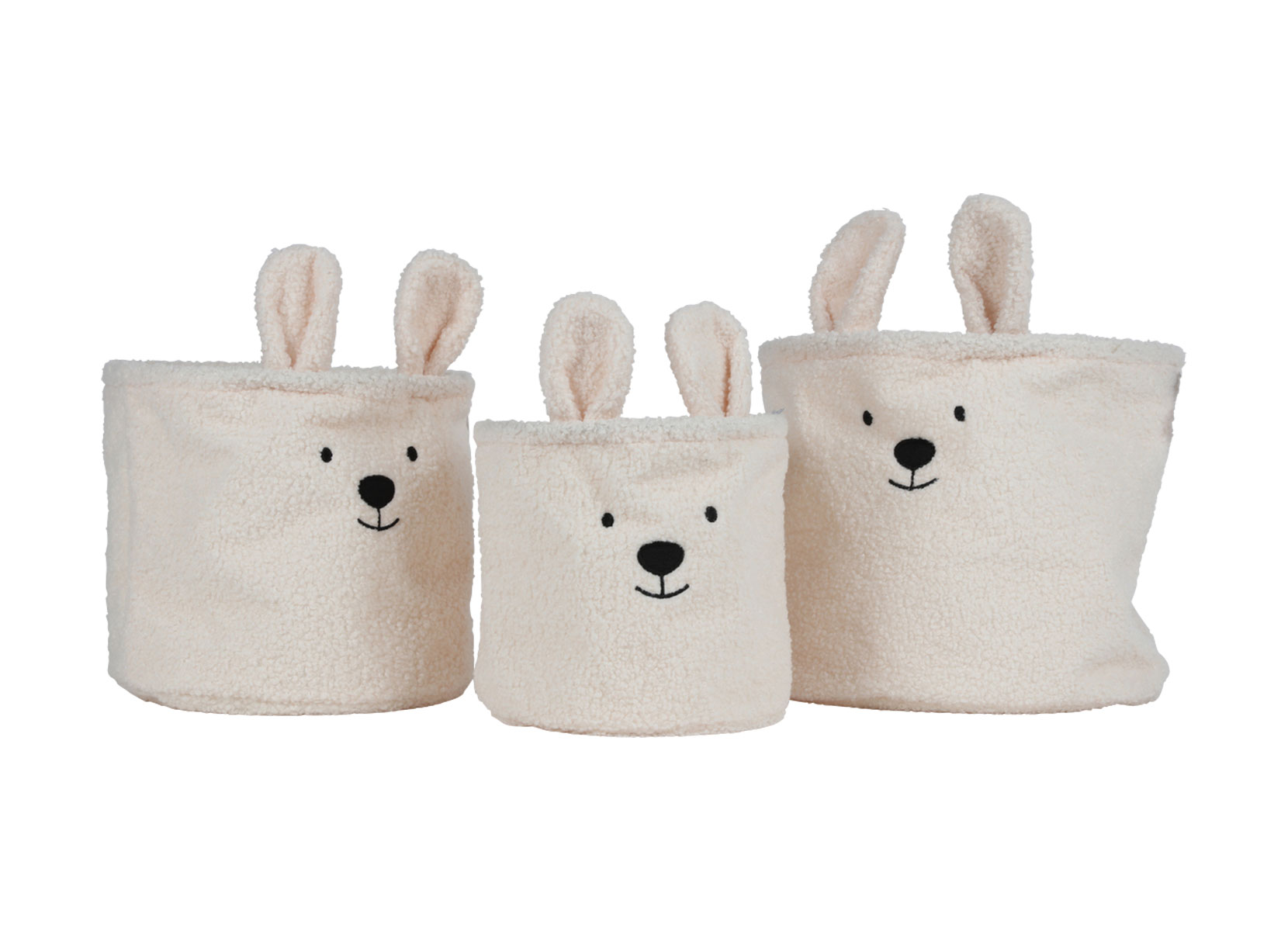 Aufbewahrungskörbe aus Teddystoff 3er-Set Beige