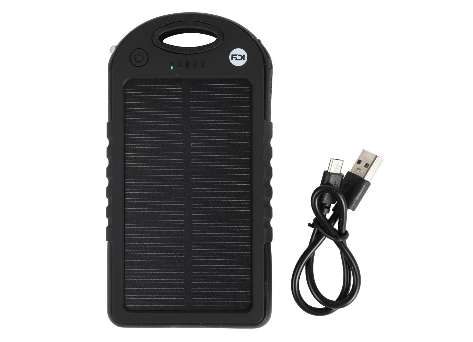 Solar-Powerbank mit Taschenlampe 4000mAh Schwarz