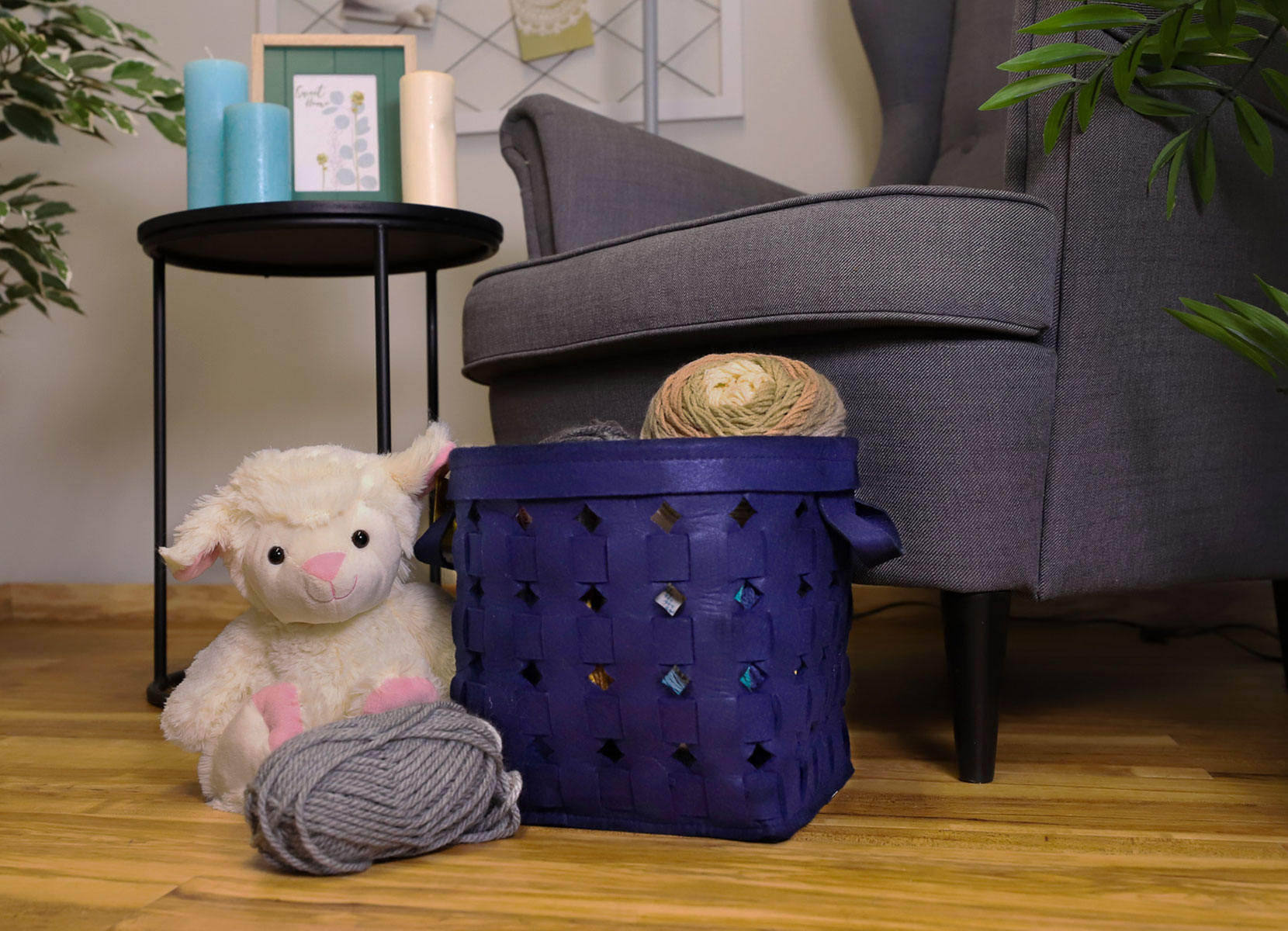 Geflochtene Filzkörbe Dunkelblau 4-teilig