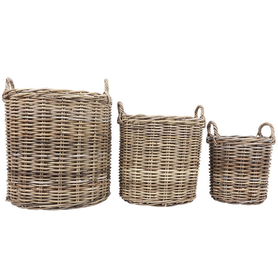 Weidenkörbe Rund Natural-Grey 3er-Set