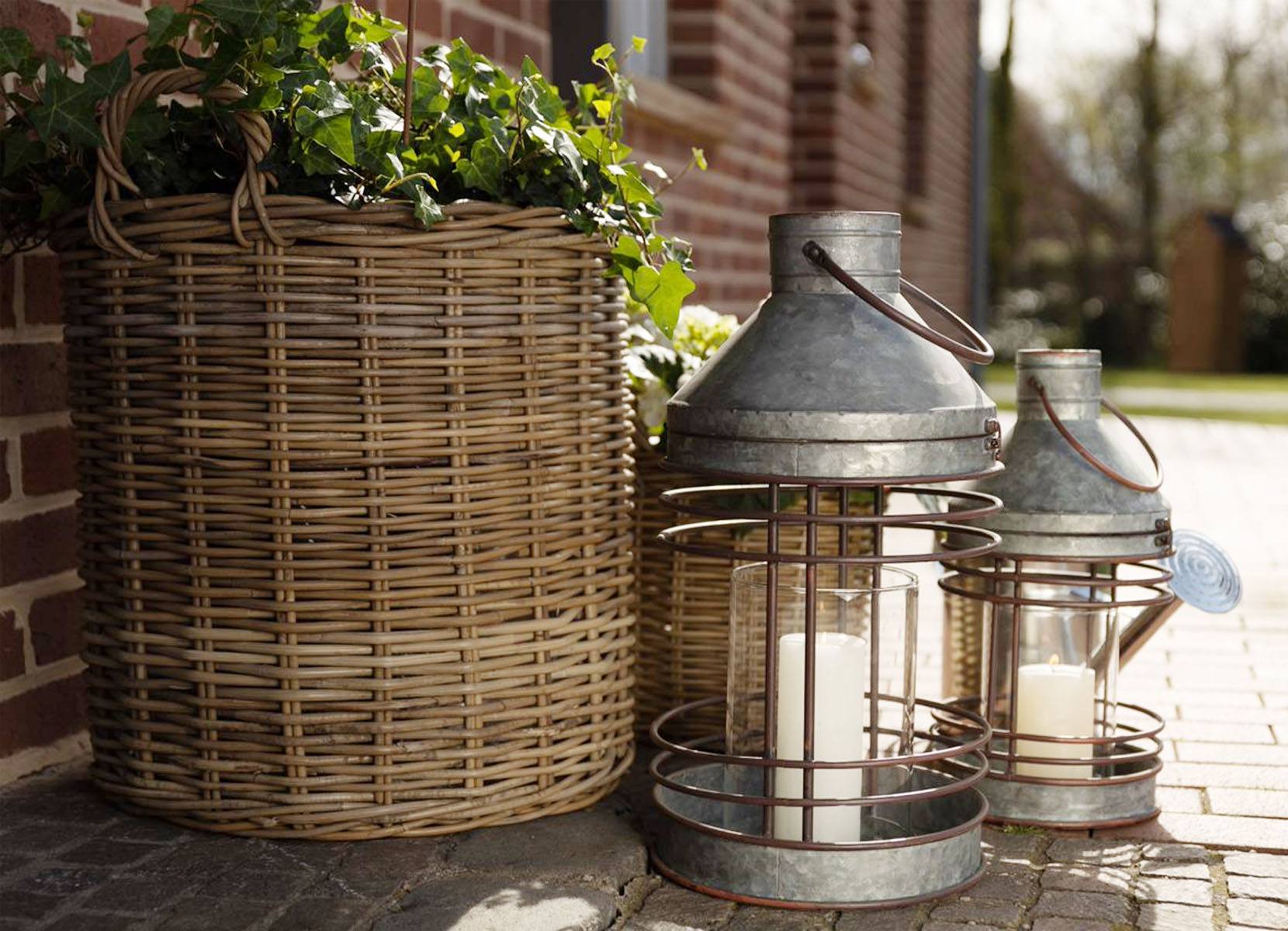 Weidenkörbe Rund Natural-Grey 3er-Set