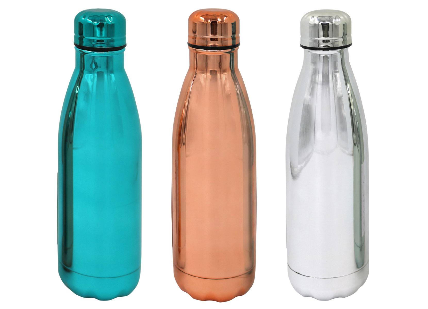 Edelstahl Isolierflasche Blau/Bronze/Silber glänzend 500ml