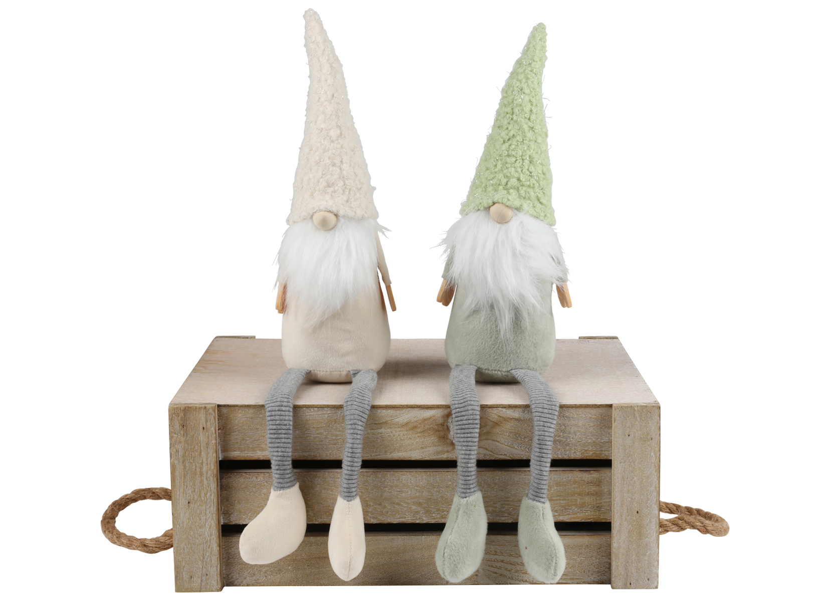 Deko-Wichtel mit Teddyfell-Mütze als Kantenhocker 50cm