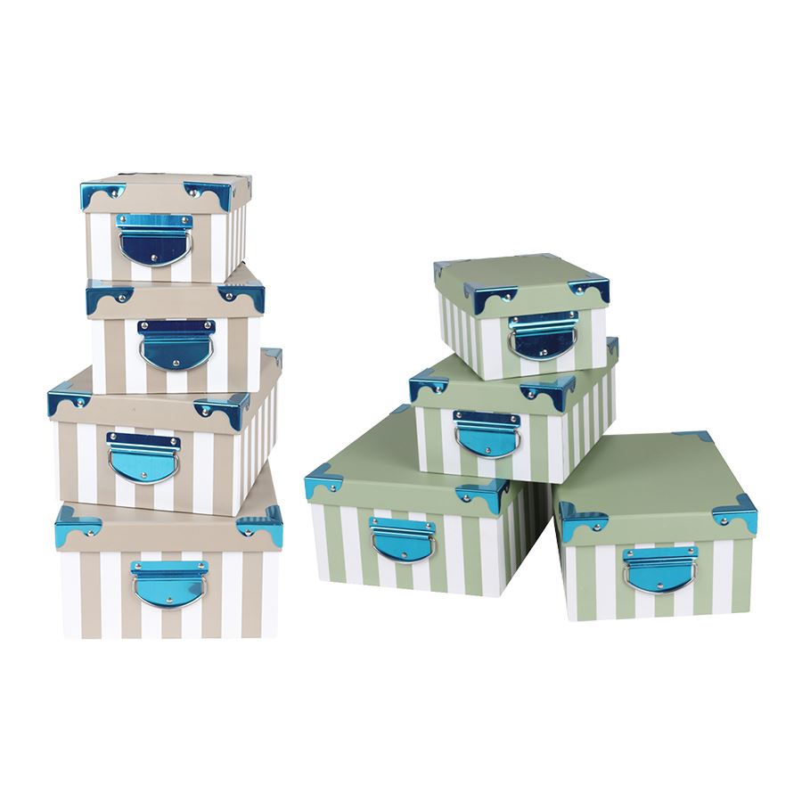 Dekoboxen Streifen mit Metallhenkel 4er-Set