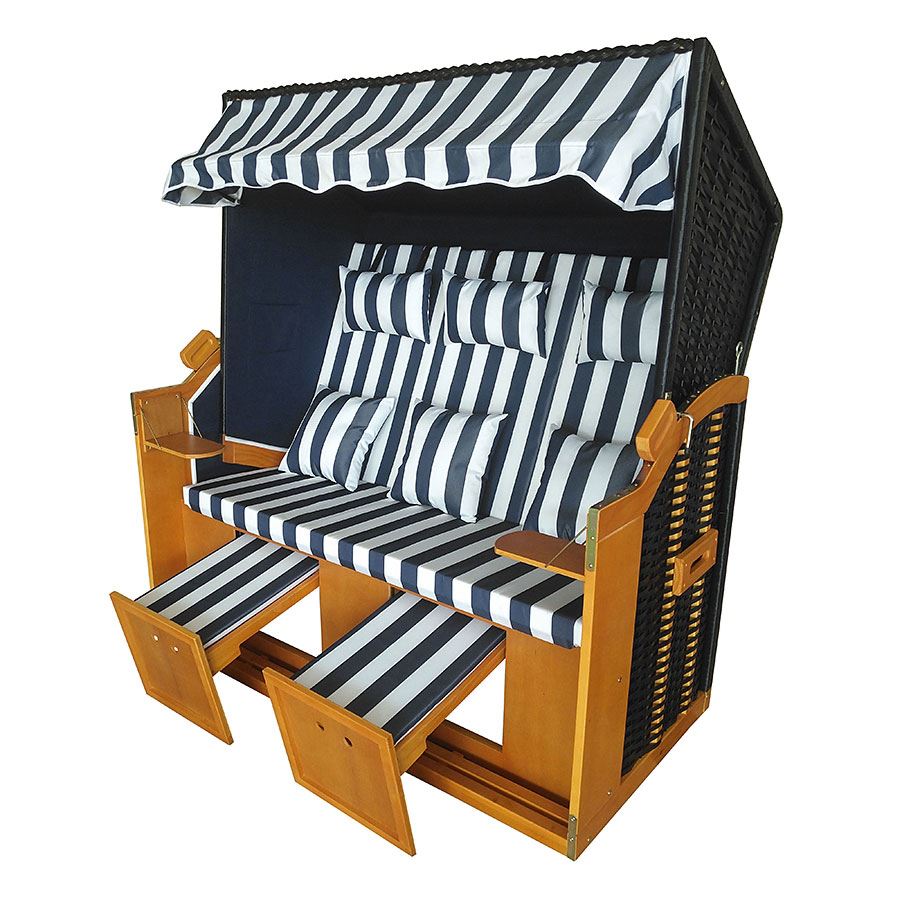XXL Strandkorb Ostsee 150x149x98cm Blau/Weiß