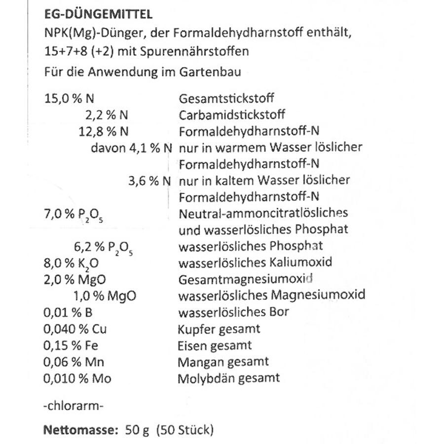 Floraline Düngestäbchen Für Blühpflanzen – 150 Stück, Langzeit-Depotdünger (NPK 17+7+8)